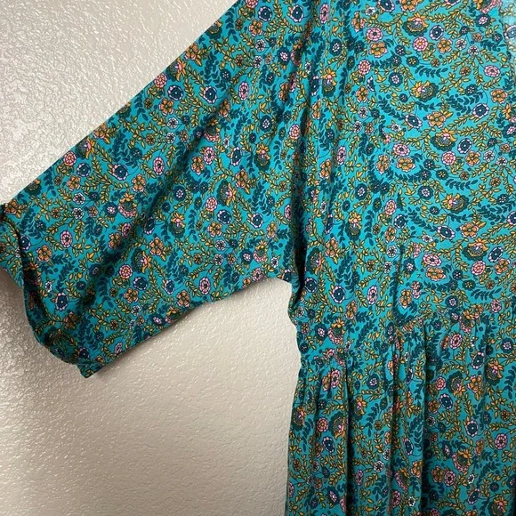 Natural Life Dress Womens Medium Teal Stella Floral Mini Babydoll Pockets Boho - Picture 6 of 11